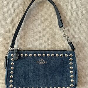 Coach Blue Denim Studded Wristlet